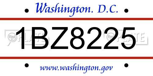 1BZ8225 District Of Columbia License Plate