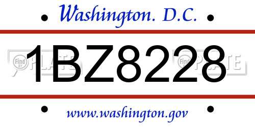 1BZ8228 District Of Columbia License Plate