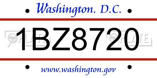 1BZ8720 District Of Columbia License Plate