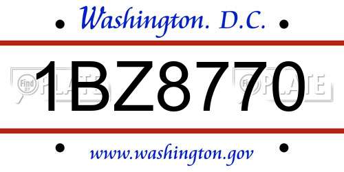 1BZ8770 District Of Columbia License Plate