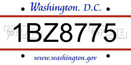 1BZ8775 District Of Columbia License Plate