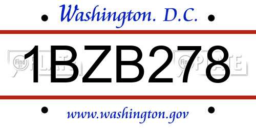 1BZB278 District Of Columbia License Plate