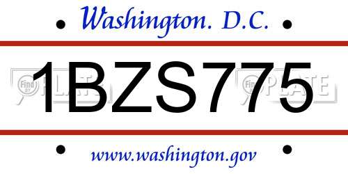 1BZS775 District Of Columbia License Plate