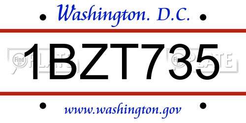 1BZT735 District Of Columbia License Plate
