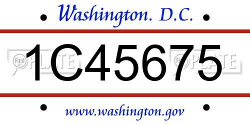 1C45675 District Of Columbia License Plate
