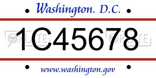 1C45678 District Of Columbia License Plate