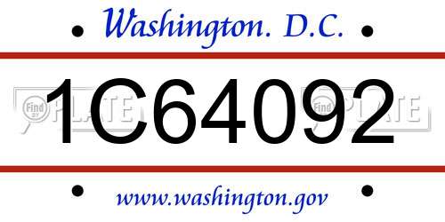 1C64092 District Of Columbia License Plate