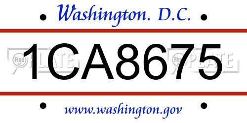 1CA8675 District Of Columbia License Plate