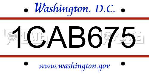 1CAB675 District Of Columbia License Plate