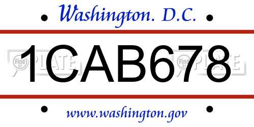 1CAB678 District Of Columbia License Plate