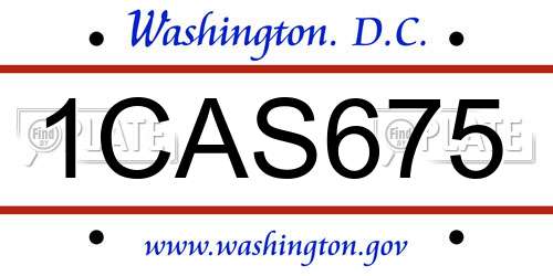 1CAS675 District Of Columbia License Plate