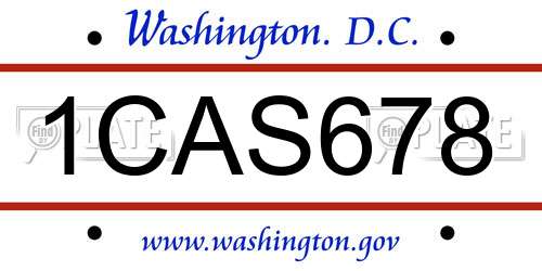 1CAS678 District Of Columbia License Plate