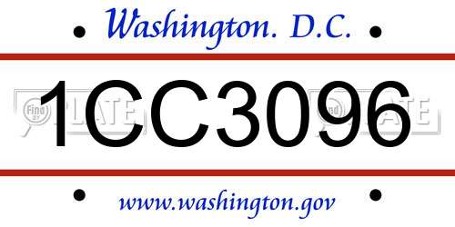 1CC3096 District Of Columbia License Plate