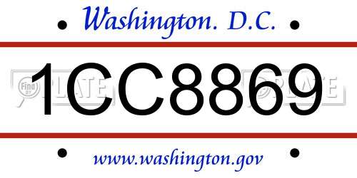1CC8869 District Of Columbia License Plate