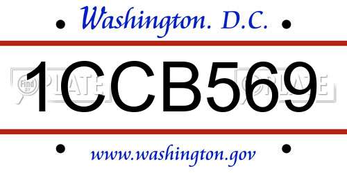1CCB569 District Of Columbia License Plate