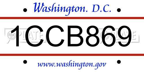 1CCB869 District Of Columbia License Plate