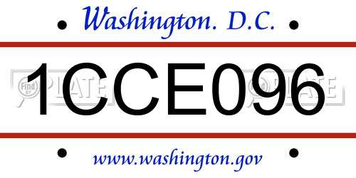 1CCE096 District Of Columbia License Plate