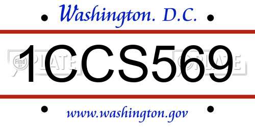 1CCS569 District Of Columbia License Plate