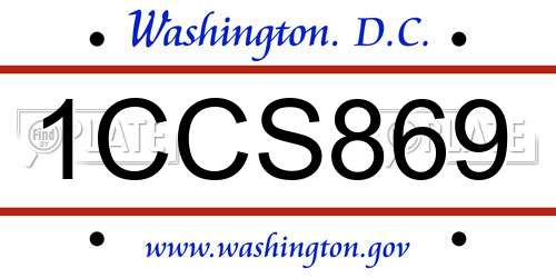 1CCS869 District Of Columbia License Plate