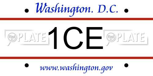 1CE District Of Columbia License Plate