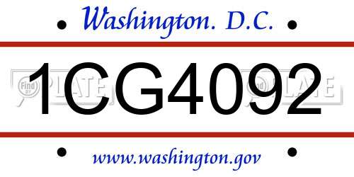 1CG4092 District Of Columbia License Plate