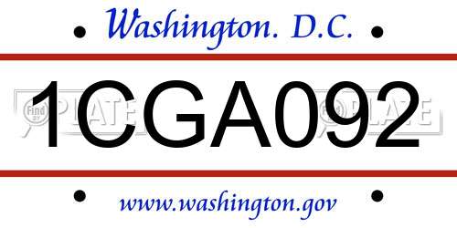 1CGA092 District Of Columbia License Plate