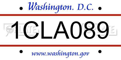 1CLA089 District Of Columbia License Plate