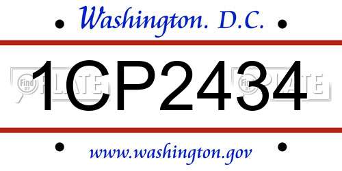 1CP2434 District Of Columbia License Plate