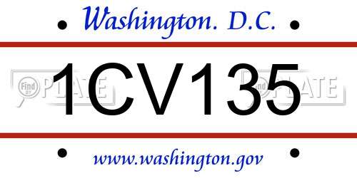 1CV135 District Of Columbia License Plate