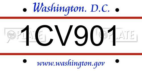 1CV901 District Of Columbia License Plate