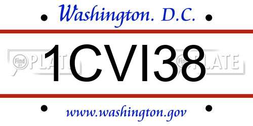 1CVI38 District Of Columbia License Plate