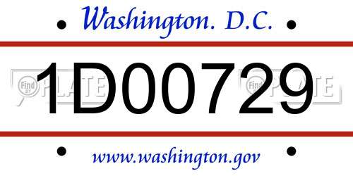 1D00729 District Of Columbia License Plate