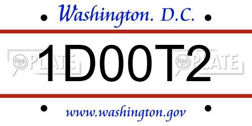 1D00T2 District Of Columbia License Plate