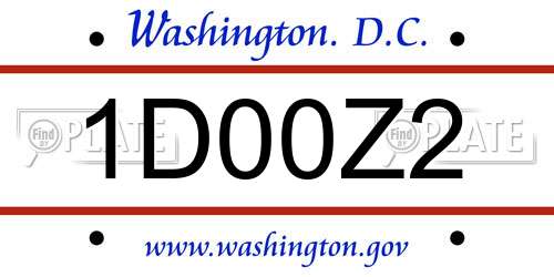 1D00Z2 District Of Columbia License Plate