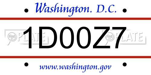 1D00Z7 District Of Columbia License Plate