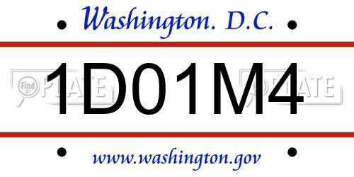 1D01M4 District Of Columbia License Plate