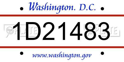 1D21483 District Of Columbia License Plate