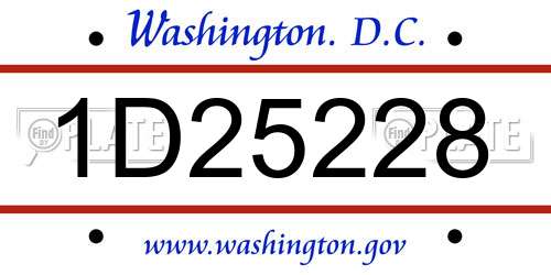1D25228 District Of Columbia License Plate