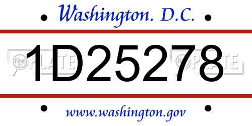 1D25278 District Of Columbia License Plate