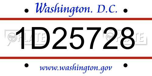 1D25728 District Of Columbia License Plate