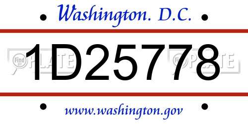 1D25778 District Of Columbia License Plate