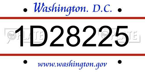 1D28225 District Of Columbia License Plate
