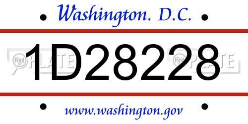 1D28228 District Of Columbia License Plate