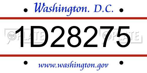 1D28275 District Of Columbia License Plate