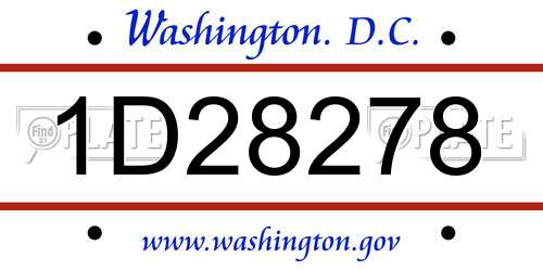1D28278 District Of Columbia License Plate