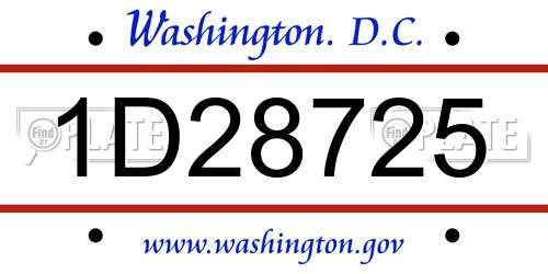 1D28725 District Of Columbia License Plate