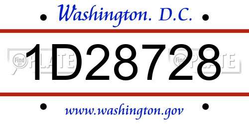 1D28728 District Of Columbia License Plate