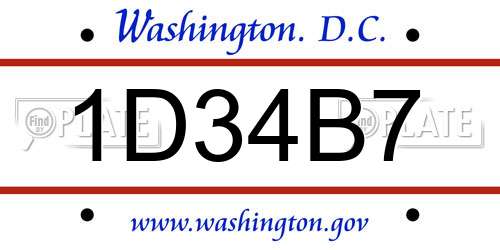 1D34B7 District Of Columbia License Plate