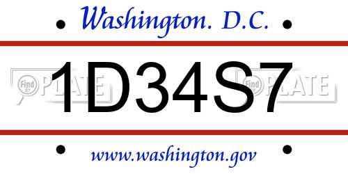 1D34S7 District Of Columbia License Plate