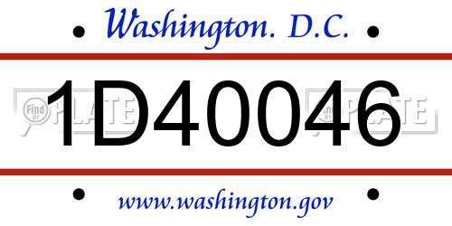 1D40046 District Of Columbia License Plate